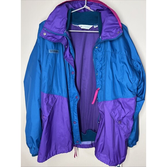 COLUMBIA Women's Large Teal Purple Colorblock Full Zip Jacket Lined Radial Sleev - Picture 5 of 10